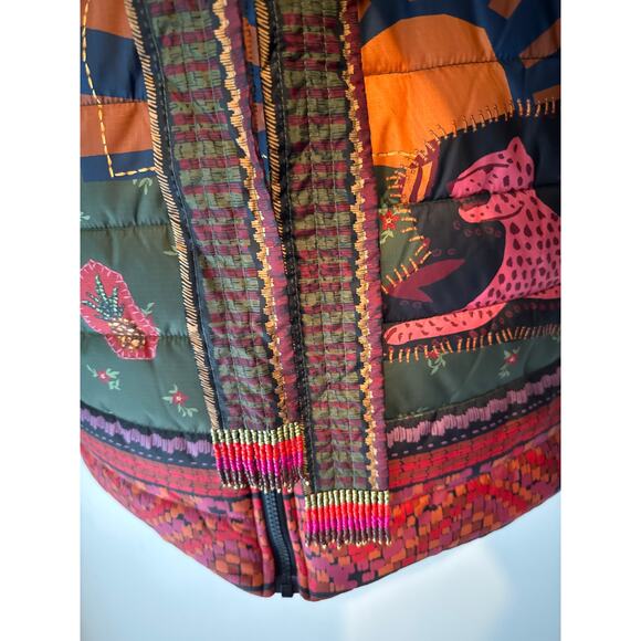 Farm Rio Crazy Mix Reversible Jaguar Floral Puffer Jacket M EUC - Picture 3 of 10